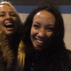Two girls laughting