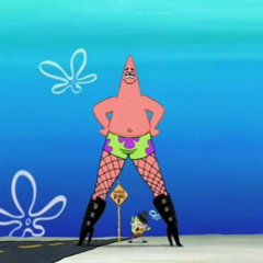 Patrick in boots and spongebob