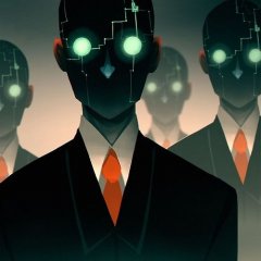 Киборги в костюмах  в смокингах