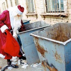 Santa Claus in the garbage can