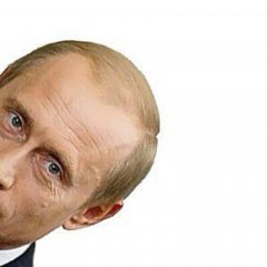 The face of Putin looks and looks