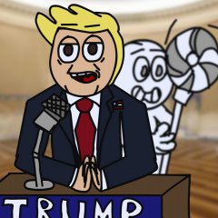 Трамп и чел сзади дуют флаг
