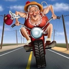 Бабка на мотоцикле