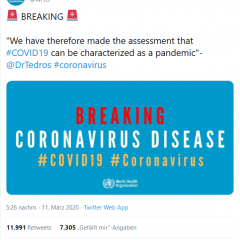 WHO Coronaviridae Pandemic
