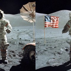 Два космонавта исследуют Луну