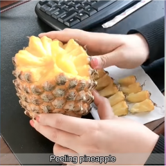 Peeling pineapple