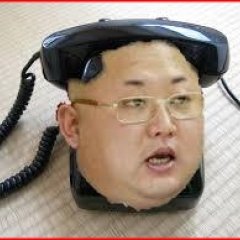 Kim Jong Uns head combined with a telephone