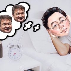 Elbegdorj and 2 Saikhanbileg heads