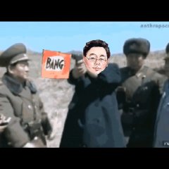 Elbegdorj shooting a gun in North Korea