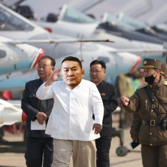 Kim Jong Battulga in North Korean airfrield