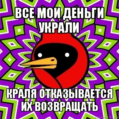 все мои деньги украли краля отказывается их возвращать, Мем Омская птица