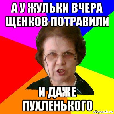 а у жульки вчера щенков потравили и даже пухленького, Мем Типичная училка