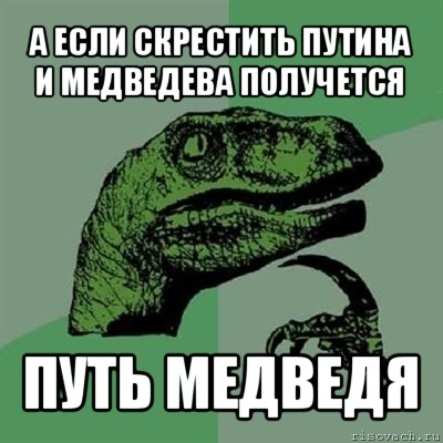 а если скрестить путина и медведева получется путь медведя, Мем Филосораптор