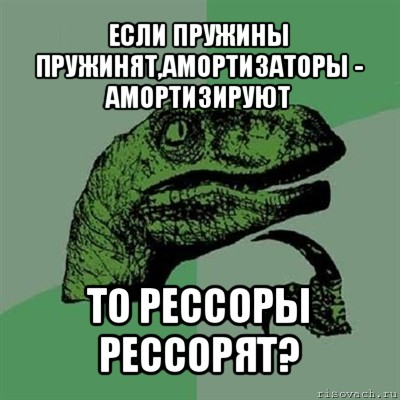 если пружины пружинят,амортизаторы - амортизируют то рессоры рессорят?, Мем Филосораптор