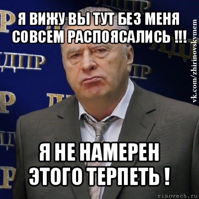 я вижу вы тут без меня совсем распоясались !!! я не намерен этого терпеть !, Мем Хватит это терпеть (Жириновский)