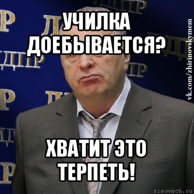 училка доебывается? хватит это терпеть!, Мем Хватит это терпеть (Жириновский)