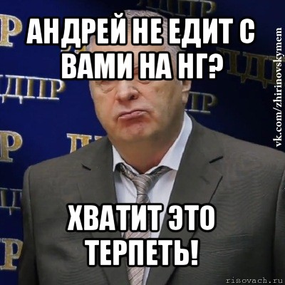 андрей не едит с вами на нг? хватит это терпеть!, Мем Хватит это терпеть (Жириновский)