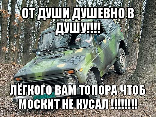 от души душевно в душу!!! лёгкого вам топора чтоб москит не кусал !!!, Мем типичный водитель ВАЗ-2121