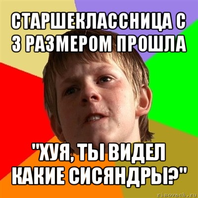 старшеклассница с 3 размером прошла "хуя, ты видел какие сисяндры?", Мем Злой школьник