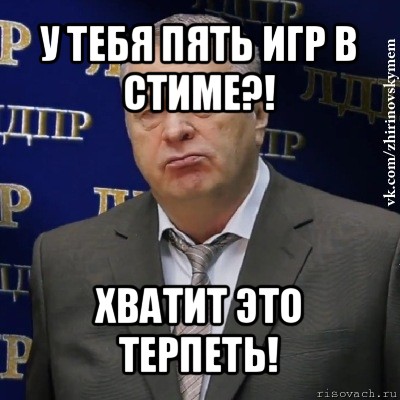 у тебя пять игр в стиме?! хватит это терпеть!, Мем Хватит это терпеть (Жириновский)