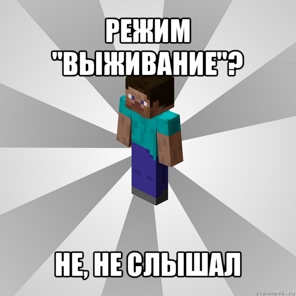 режим "выживание"? не, не слышал, Мем Типичный игрок Minecraft