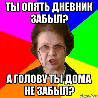 ты опять дневник забыл? а голову ты дома не забыл?, Мем Типичная училка