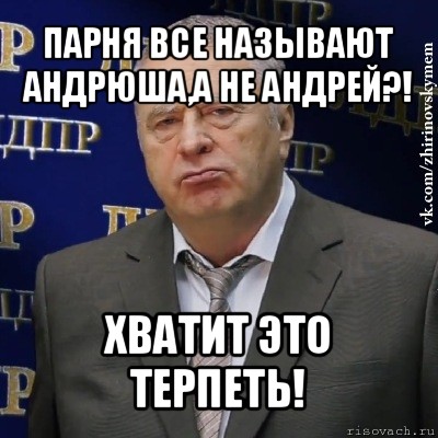 парня все называют андрюша,а не андрей?! хватит это терпеть!, Мем Хватит это терпеть (Жириновский)