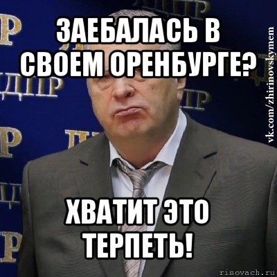 заебалась в своем оренбурге? хватит это терпеть!, Мем Хватит это терпеть (Жириновский)