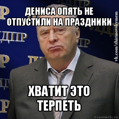 дениса опять не отпустили на праздники хватит это терпеть, Мем Хватит это терпеть (Жириновский)