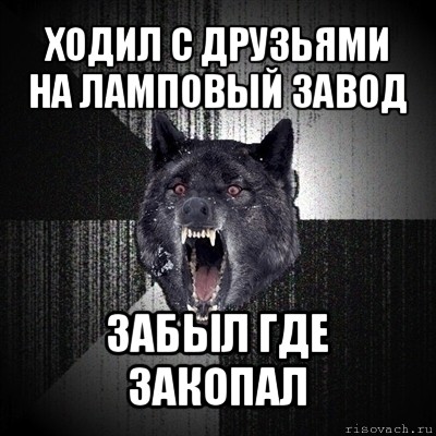 ходил с друзьями на ламповый завод забыл где закопал, Мем Сумасшедший волк