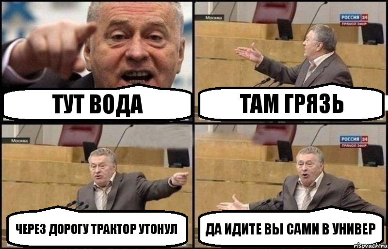 тут вода там грязь через дорогу трактор утонул да идите вы сами в универ, Комикс Жириновский