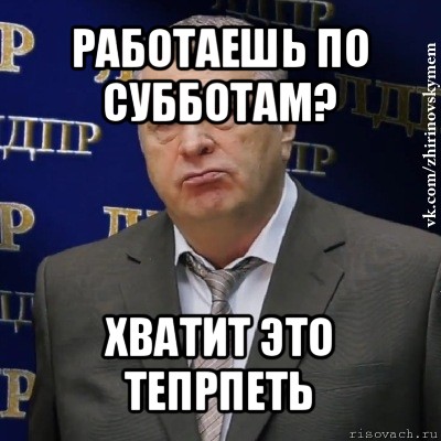 работаешь по субботам? хватит это тепрпеть, Мем Хватит это терпеть (Жириновский)