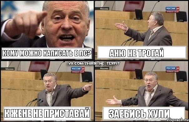 Кому можно написать в ЛС? Аню не трогай К Жене не приставай Заебись хули, Комикс Жириновский