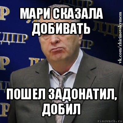 мари сказала добивать пошел задонатил, добил, Мем Хватит это терпеть (Жириновский)