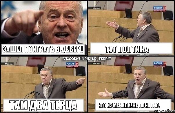 зашел поиграть в деберц тут полтина там два терца что изменили, не понятно!, Комикс Жириновский