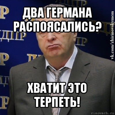 два германа распоясались? хватит это терпеть!, Мем Хватит это терпеть (Жириновский)