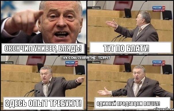 Окончил универ, блядь! Тут по блату! Здесь опыт требуют! Один хуй продавцом пошел!, Комикс Жириновский