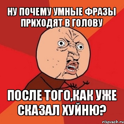 ну почему умные фразы приходят в голову после того,как уже сказал хуйню?, Мем Почему