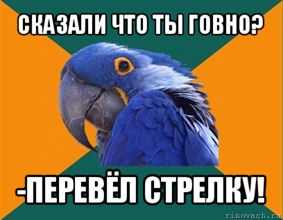 сказали что ты говно? -перевёл стрелку!, Мем Попугай параноик