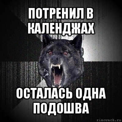 потренил в календжах осталась одна подошва, Мем Сумасшедший волк