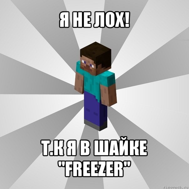 я не лох! т.к я в шайке "freezer", Мем Типичный игрок Minecraft