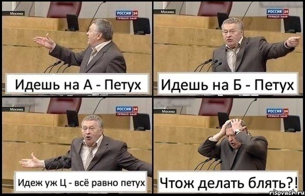 Идешь на А - Петух Идешь на Б - Петух Идеж уж Ц - всё равно петух Чтож делать блять?!, Комикс Жирик в шоке хватается за голову