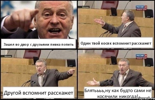 Зашел во двор с друзьями пивка попить Один твой косяк вспомнит расскажет Другой вспомнит расскажет Блятьььь,ну как будто сами не косячили никогда!, Комикс Жириновский