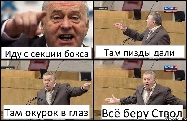 Иду с секции бокса Там пизды дали Там окурок в глаз Всё беру Ствол, Комикс Жириновский