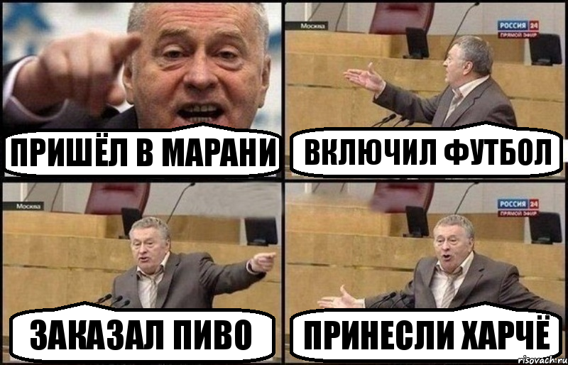 Пришёл в Марани Включил футбол Заказал пиво Принесли харчё, Комикс Жириновский