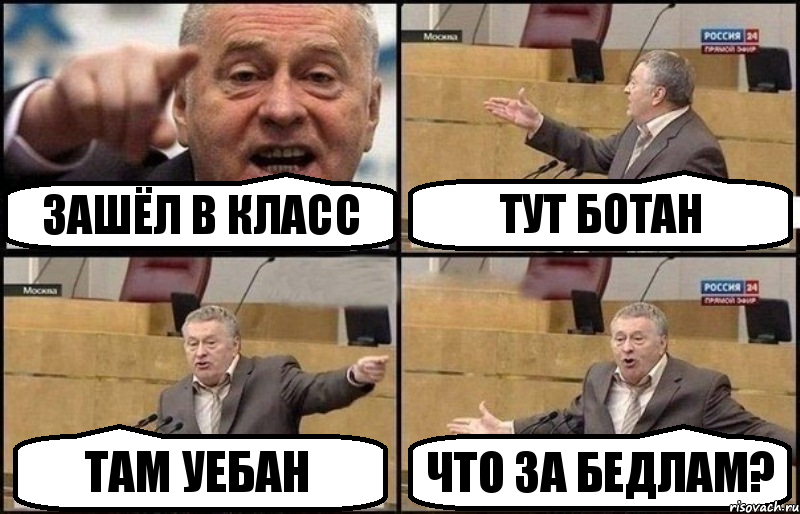 ЗАШЁЛ В КЛАСС ТУТ БОТАН ТАМ УЕБАН ЧТО ЗА БЕДЛАМ?, Комикс Жириновский