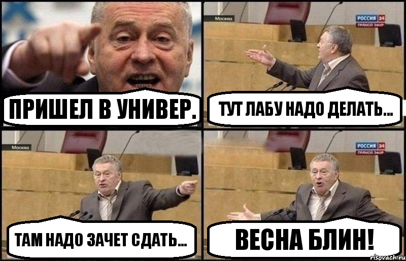 Пришел в универ. Тут лабу надо делать... Там надо зачет сдать... Весна блин!, Комикс Жириновский