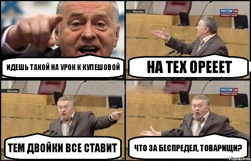 Идешь такой на урок к Кулешовой На тех орееет Тем двойки все ставит ЧТО ЗА БЕСПРЕДЕЛ, ТОВАРИЩИ?, Комикс Жириновский