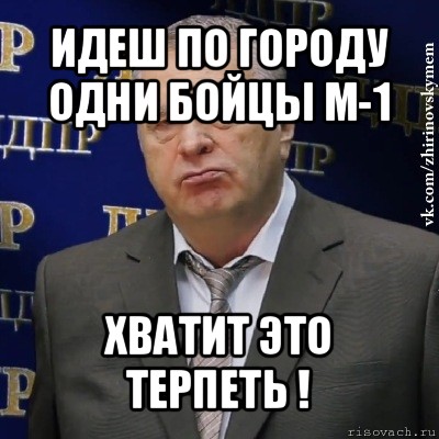 идеш по городу одни бойцы м-1 хватит это терпеть !, Мем Хватит это терпеть (Жириновский)