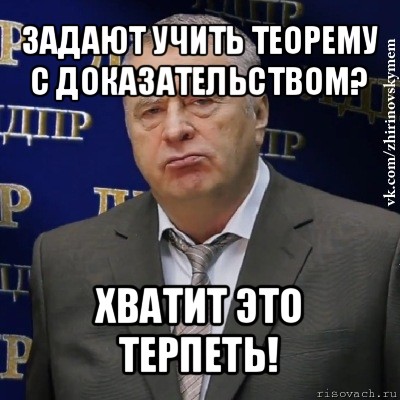 задают учить теорему с доказательством? хватит это терпеть!, Мем Хватит это терпеть (Жириновский)